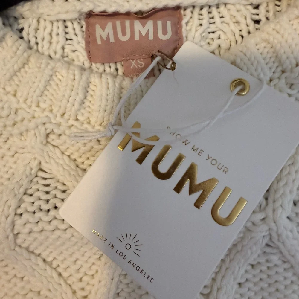 Show Me Your Mumu Day To Day Cable Knit‎ Sweater Cream XS NWT $148